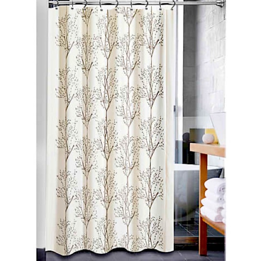 Tree Embroidery 72-Inch Square Shower Curtain in Natural